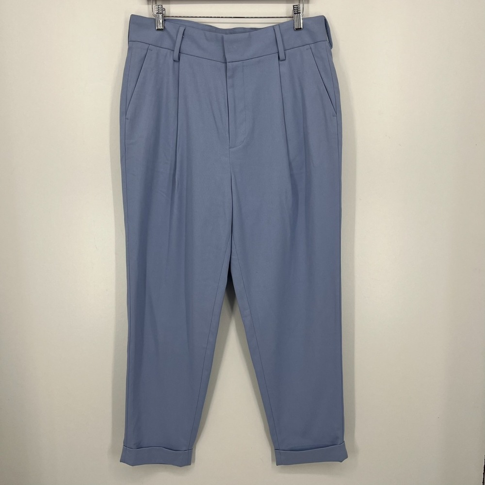 Open Edit Trousers Pants Women's Size 32W Blue Pleated Cropped New NWT‎